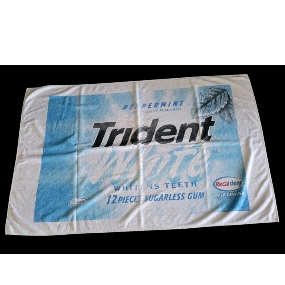 Vintage Y2k 90s Trident Gum Spearmint Large Beach Towel Cotton Promo Advertising